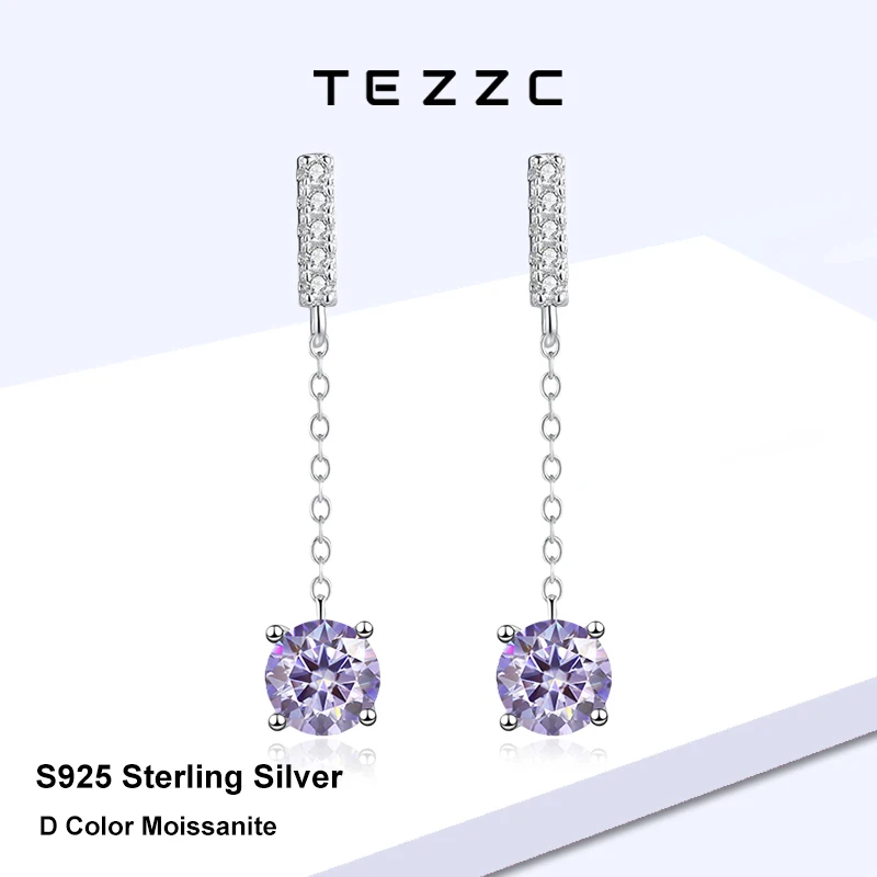 Серьги-цепочки Tezzc 1ct с длинными подвесками для женщин, из настоящего серебра 925 пробы, с фиолетовым драгоценным камнем, сверкающие, с муассанитом, в форме капли, свадебные украшения
Серьги-цепочки Tezzc 1ct с длинными подвесками для женщин, из настоящего серебра 925 пробы, с фиолетовым драгоценным камнем, сверкающие, с муассанитом, в форме капли, свадебные украшения