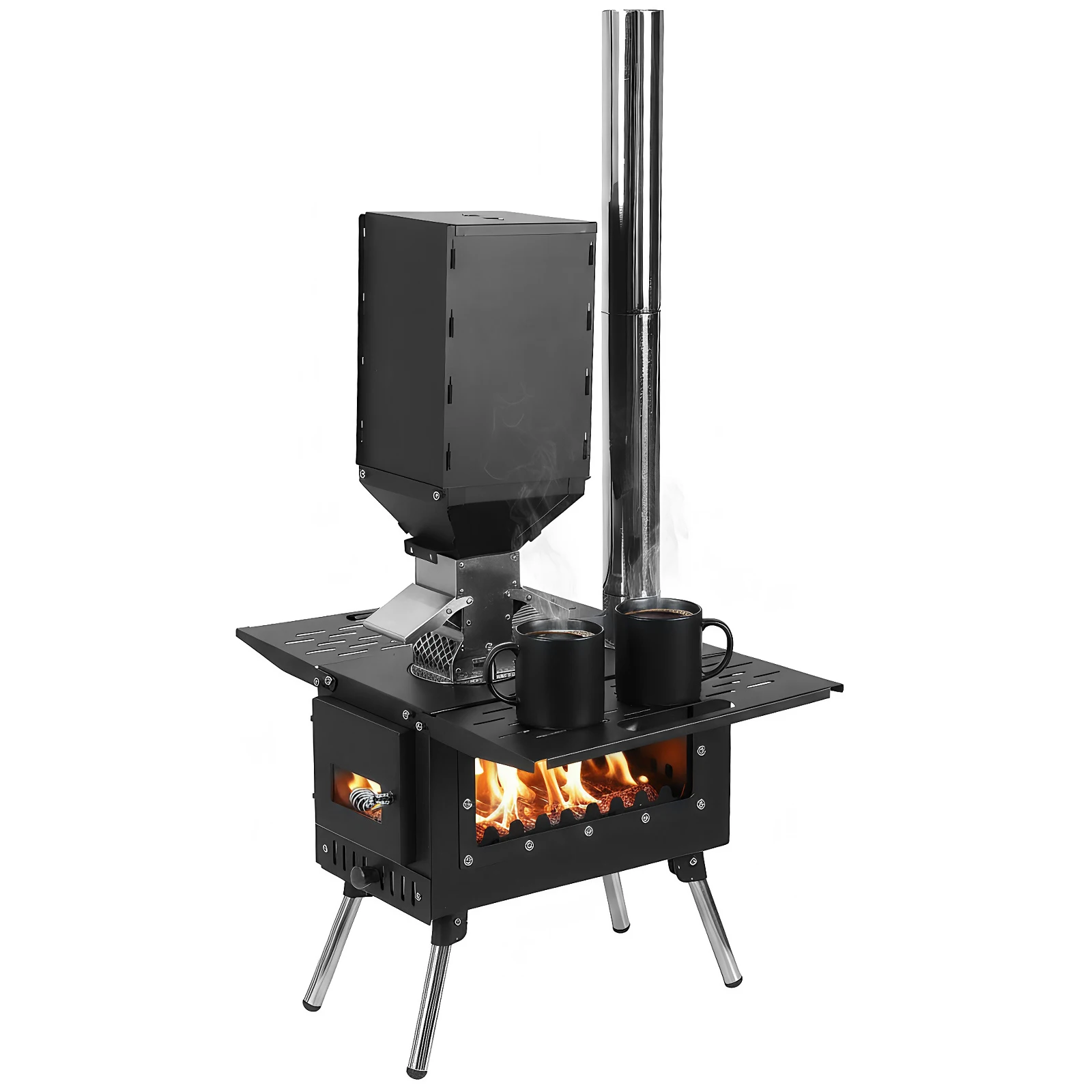Firewood Stove with Stainless Steel Construction Burner Chimney Pipes Included for Outdoor Heating & Cooking Ice Fishing Hunting
Firewood Stove with Stainless Steel Construction Burner Chimney Pipes Included for Outdoor Heating & Cooking Ice Fishing Hunting
