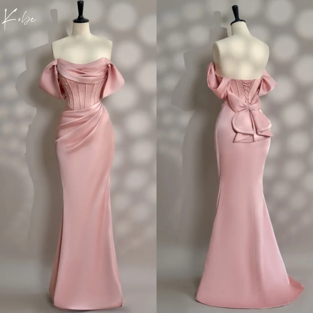 Kobe Pink Satin Mermaid Prom Dress Strapless Pearls Wedding Dresses Sleeveless Floor-Length vestidos de noche Customized 2025
Kobe Pink Satin Mermaid Prom Dress Strapless Pearls Wedding Dresses Sleeveless Floor-Length vestidos de noche Customized 2025