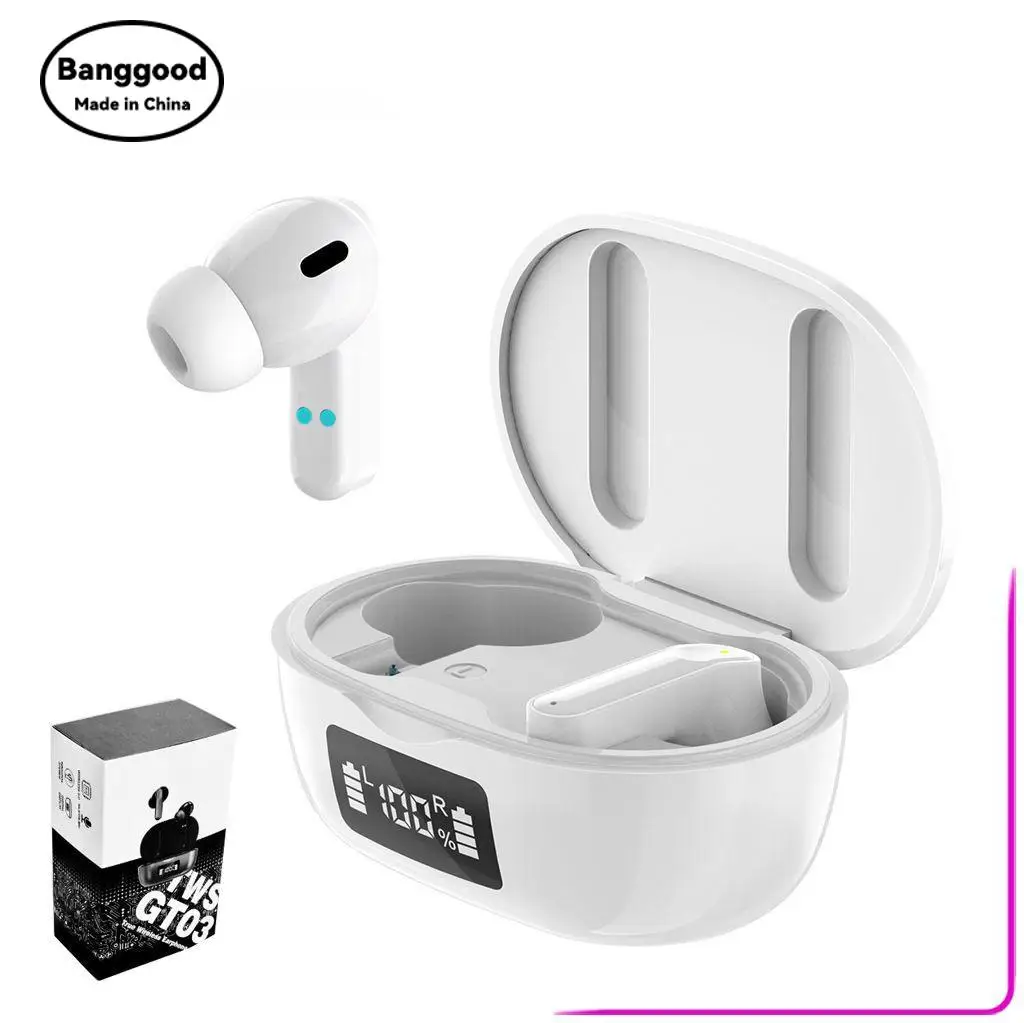 GT03 with Battery Compartment, Earplug Charging Bluetooth Headset, Stereo Support, Music Digital Display, White Wireless Mini
GT03 with Battery Compartment, Earplug Charging Bluetooth Headset, Stereo Support, Music Digital Display, White Wireless Mini