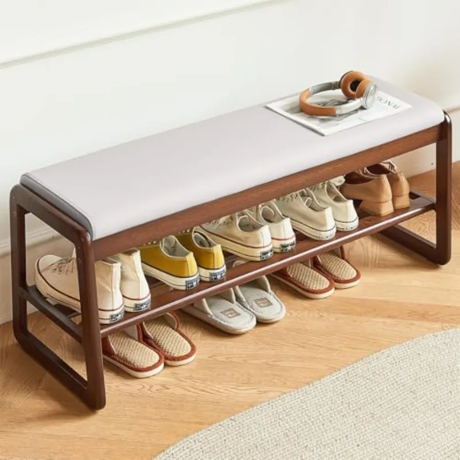 Solid Wood Shoe Bench, 2-Tier Wooden Storage Entryway Bench, Small Entryway Bench, Mid-Century Modern Bedside Bench with Faux L
Solid Wood Shoe Bench, 2-Tier Wooden Storage Entryway Bench, Small Entryway Bench, Mid-Century Modern Bedside Bench with Faux L