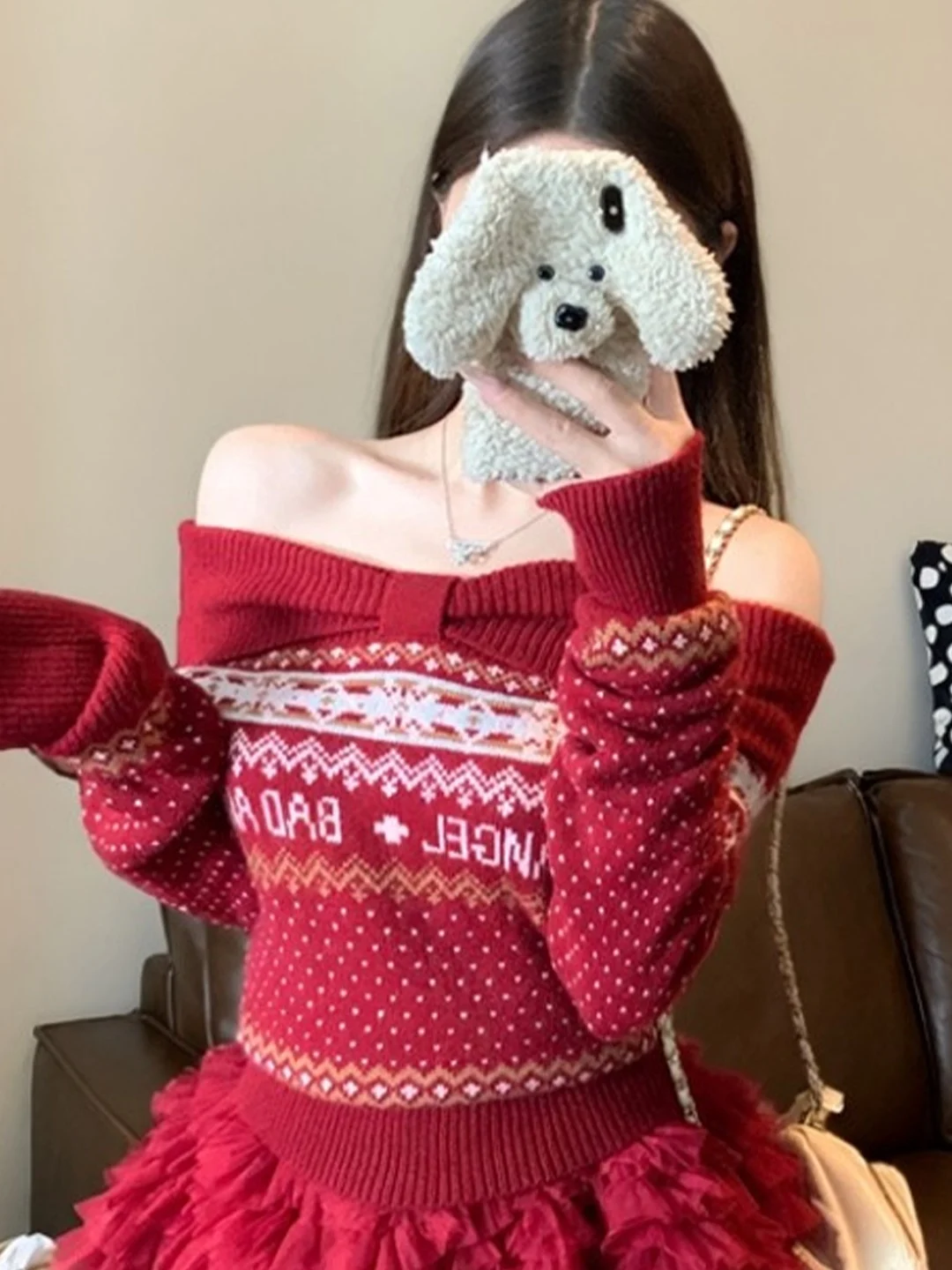 Retro Fair Isle One Shoulder Long Sleeve Knit Sweater Women's Fashion Winter Short Slimming Knitted Top Breathable Skin-Friendly
Retro Fair Isle One Shoulder Long Sleeve Knit Sweater Women's Fashion Winter Short Slimming Knitted Top Breathable Skin-Friendly