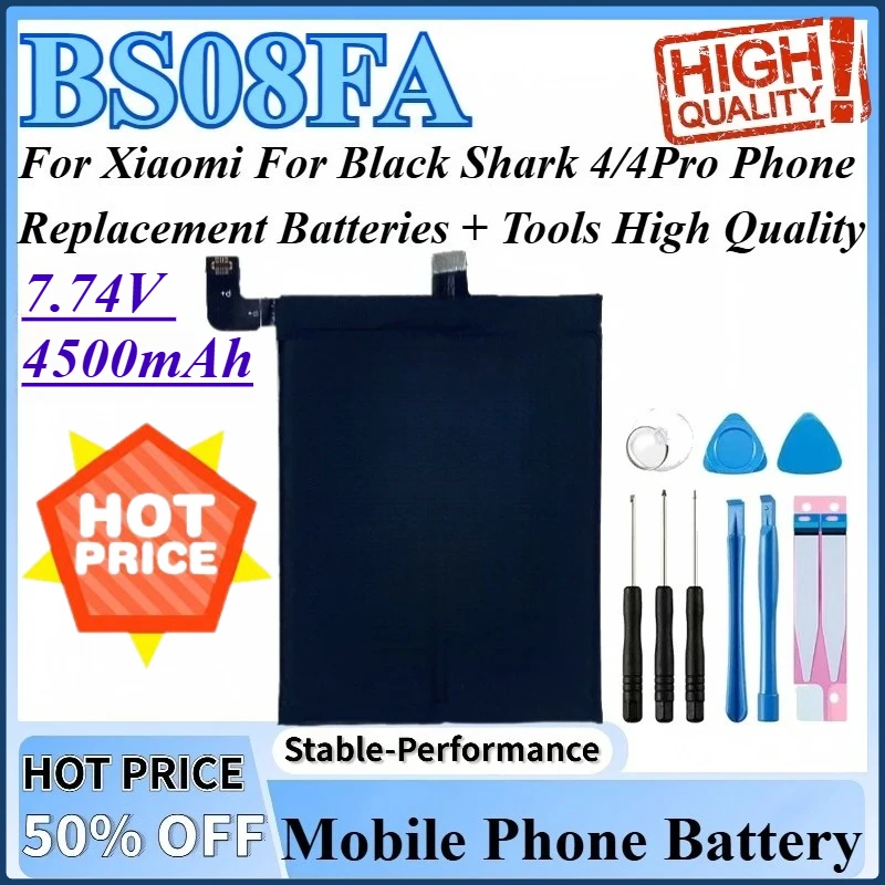 7,74 В 4500 мАч BS08FA аккумулятор для Black Shark 4/4Pro для телефона Xiaomi Сменные аккумуляторы + инструменты высокого качества
7,74 В 4500 мАч BS08FA аккумулятор для Black Shark 4/4Pro для телефона Xiaomi Сменные аккумуляторы + инструменты высокого качества