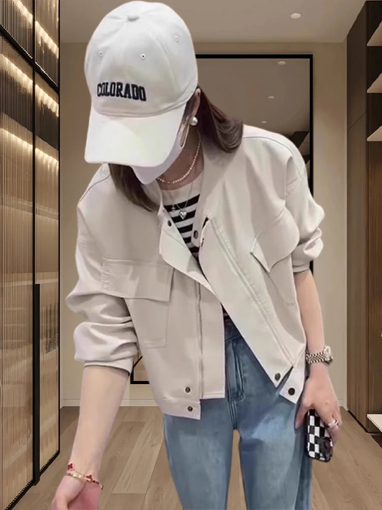 Fashionable Short Leather Jacket Women's Spring Autumn New Style Versatile Slimming Carriage Service Top Casual Loose Fit
Fashionable Short Leather Jacket Women's Spring Autumn New Style Versatile Slimming Carriage Service Top Casual Loose Fit