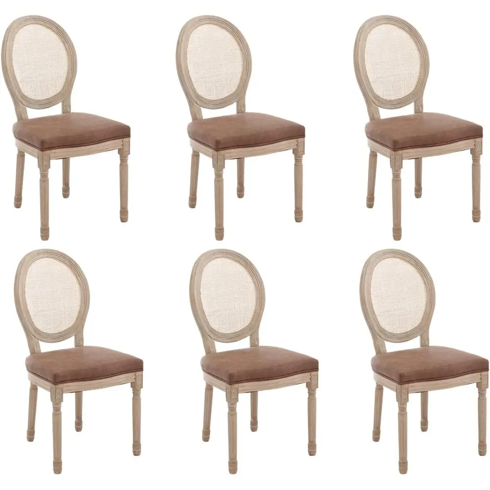 Rattan Dining Chairs Set of 6, Leather French Country Style with Round Back, Suitable for Kitchen, Restaurant, Dining Room, Livi
Rattan Dining Chairs Set of 6, Leather French Country Style with Round Back, Suitable for Kitchen, Restaurant, Dining Room, Livi