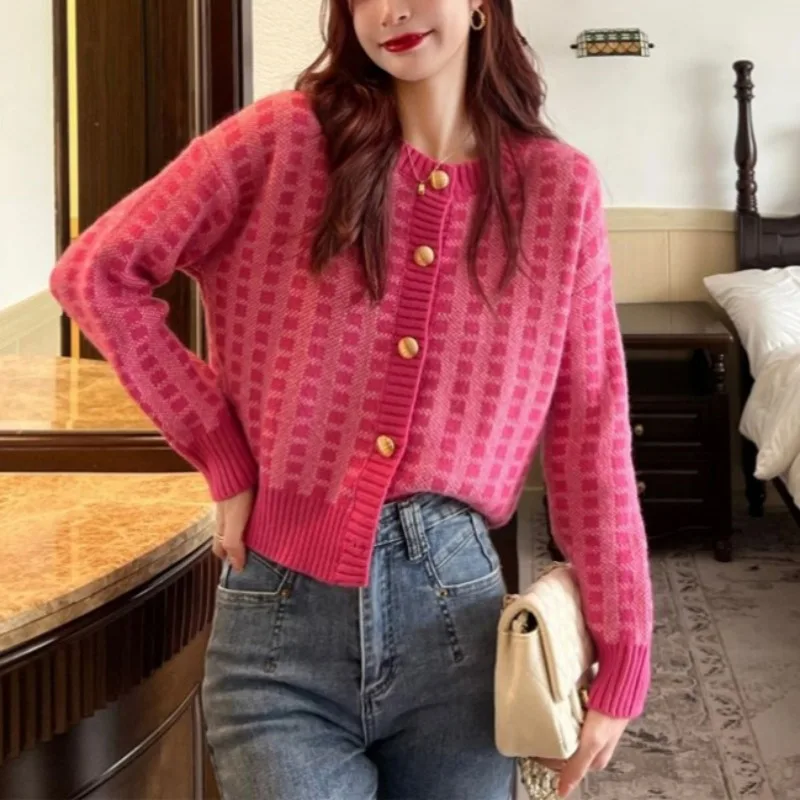 Y2k Pink Women Cardigan Korean Sweet Plaid Long Sleeve Female Sweaters Harajuku New O Neck Preppy Style Ladies Tops
Y2k Pink Women Cardigan Korean Sweet Plaid Long Sleeve Female Sweaters Harajuku New O Neck Preppy Style Ladies Tops