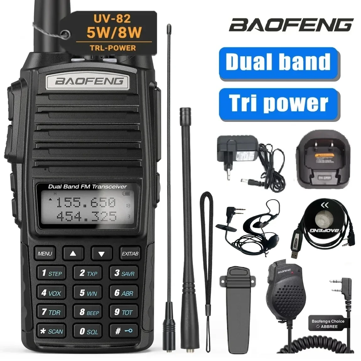 BAOFENG UV 82 Walkie Talkie Real 5W 8W Ham Radio Comunicador Dual PTT Long Range 2 Way Portable FM Amateur Radio Station
BAOFENG UV 82 Walkie Talkie Real 5W 8W Ham Radio Comunicador Dual PTT Long Range 2 Way Portable FM Amateur Radio Station