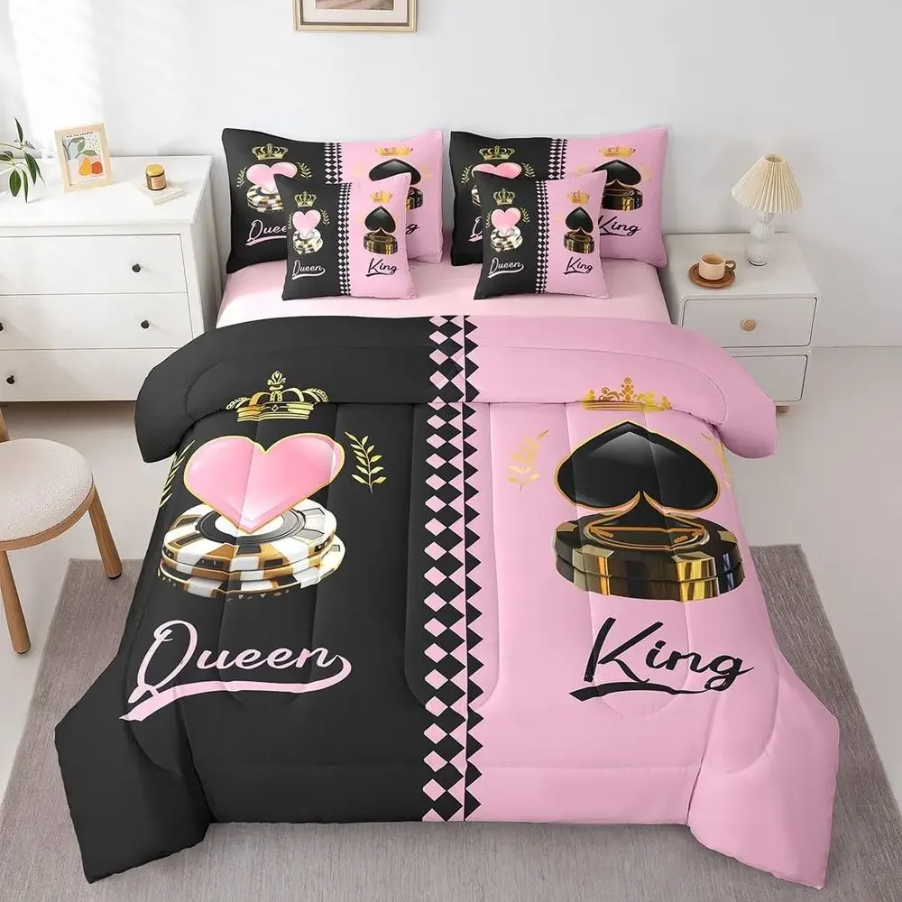 Luxurious Pink & Black Queen Comforter Set with Crowns for Valentine's Day or Women's Bedroom
Luxurious Pink & Black Queen Comforter Set with Crowns for Valentine's Day or Women's Bedroom
