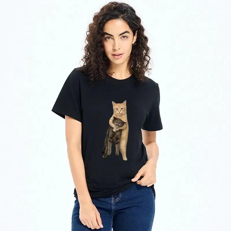 Interesting Cat Hug Cat T-shirt for Men and Women Strange Visual Illusion Cat Printed Casual Cotton T-shirt
Interesting Cat Hug Cat T-shirt for Men and Women Strange Visual Illusion Cat Printed Casual Cotton T-shirt