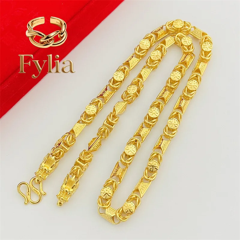 Fylia Jewelry 24K real jewelry auspicious pattern dragon head necklace for men and women 9999 men's domineering and versa
Fylia Jewelry 24K real jewelry auspicious pattern dragon head necklace for men and women 9999 men's domineering and versa