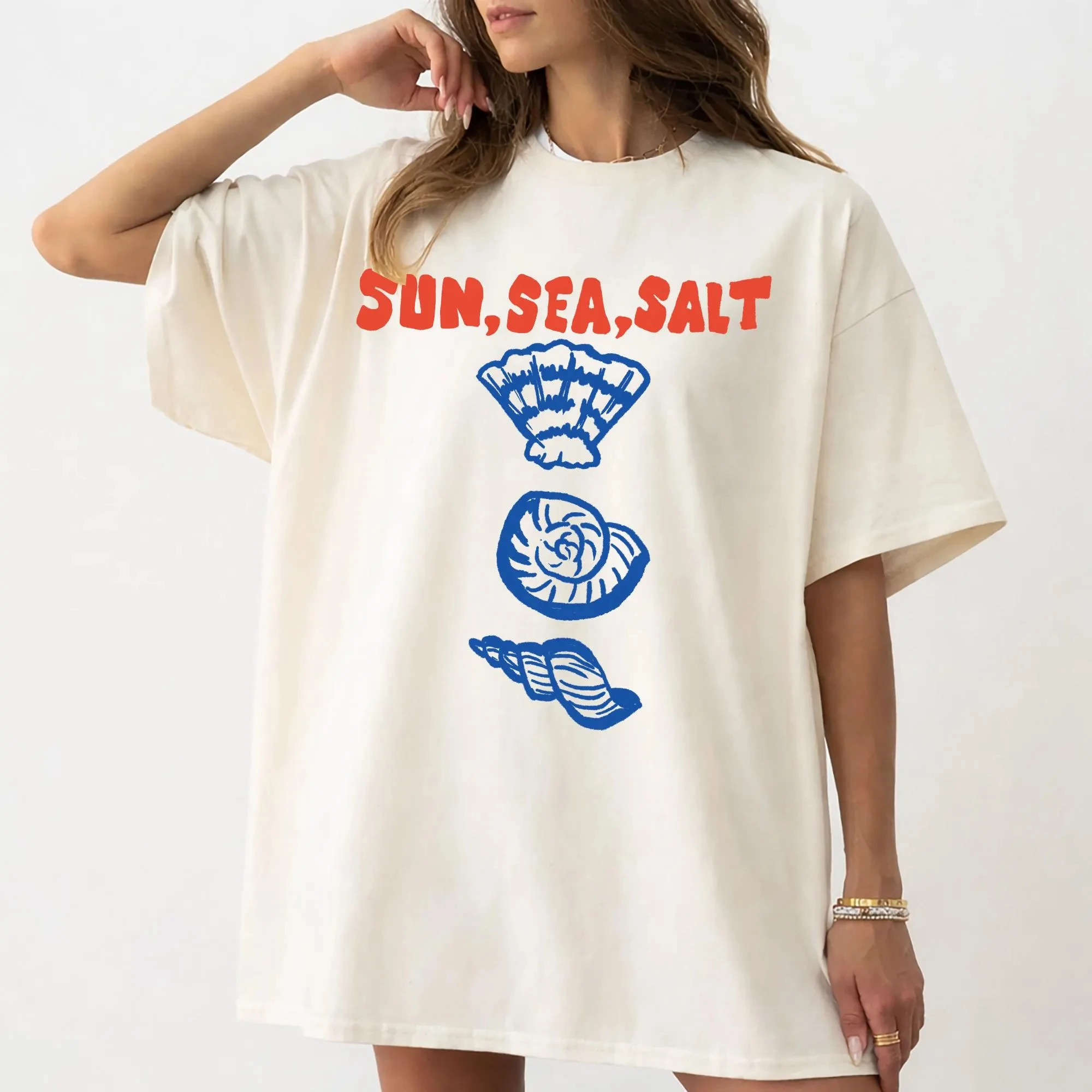 Plus Size Summer Women's Vintage Sun Sea Salt T-Shirt Cotton Breathable Stylish Versatile Street Style Oversized
Plus Size Summer Women's Vintage Sun Sea Salt T-Shirt Cotton Breathable Stylish Versatile Street Style Oversized