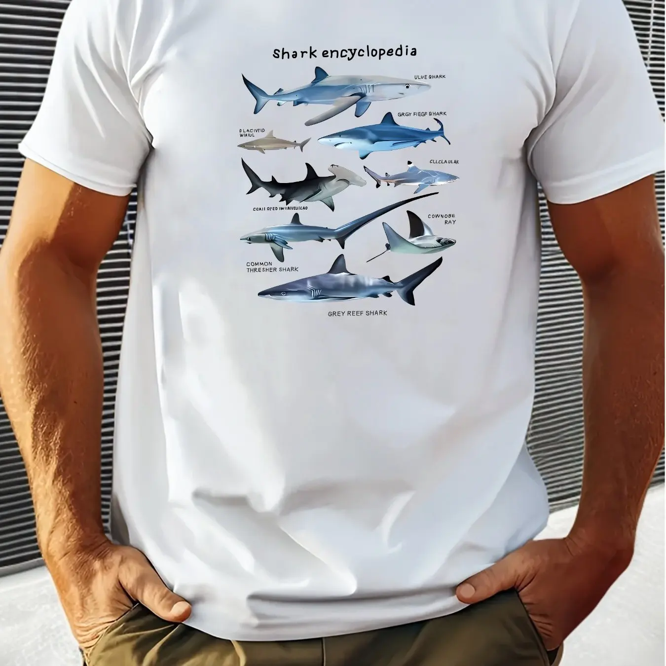 Мужская футболка с рисунком «Энциклопедия акулы», повседневная летняя футболка с изображением акулы, мужская одежда с короткими рукавами и круглым вырезом
Мужская футболка с рисунком «Энциклопедия акулы», повседневная летняя футболка с изображением акулы, мужская одежда с короткими рукавами и круглым вырезом