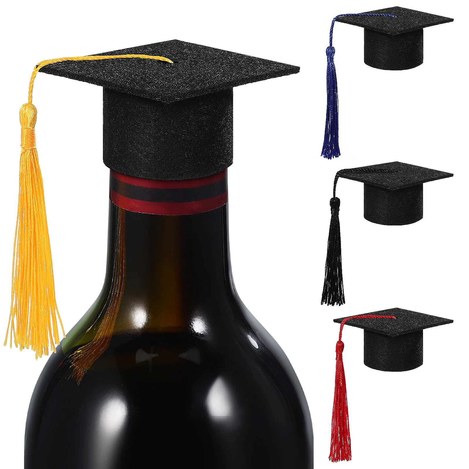4 Pcs Mini Grad Caps Realistic Tassel Doctor Hat Decorations Red Black Yellow Felt Bottle Toppers Reusable Party Favor
4 Pcs Mini Grad Caps Realistic Tassel Doctor Hat Decorations Red Black Yellow Felt Bottle Toppers Reusable Party Favor