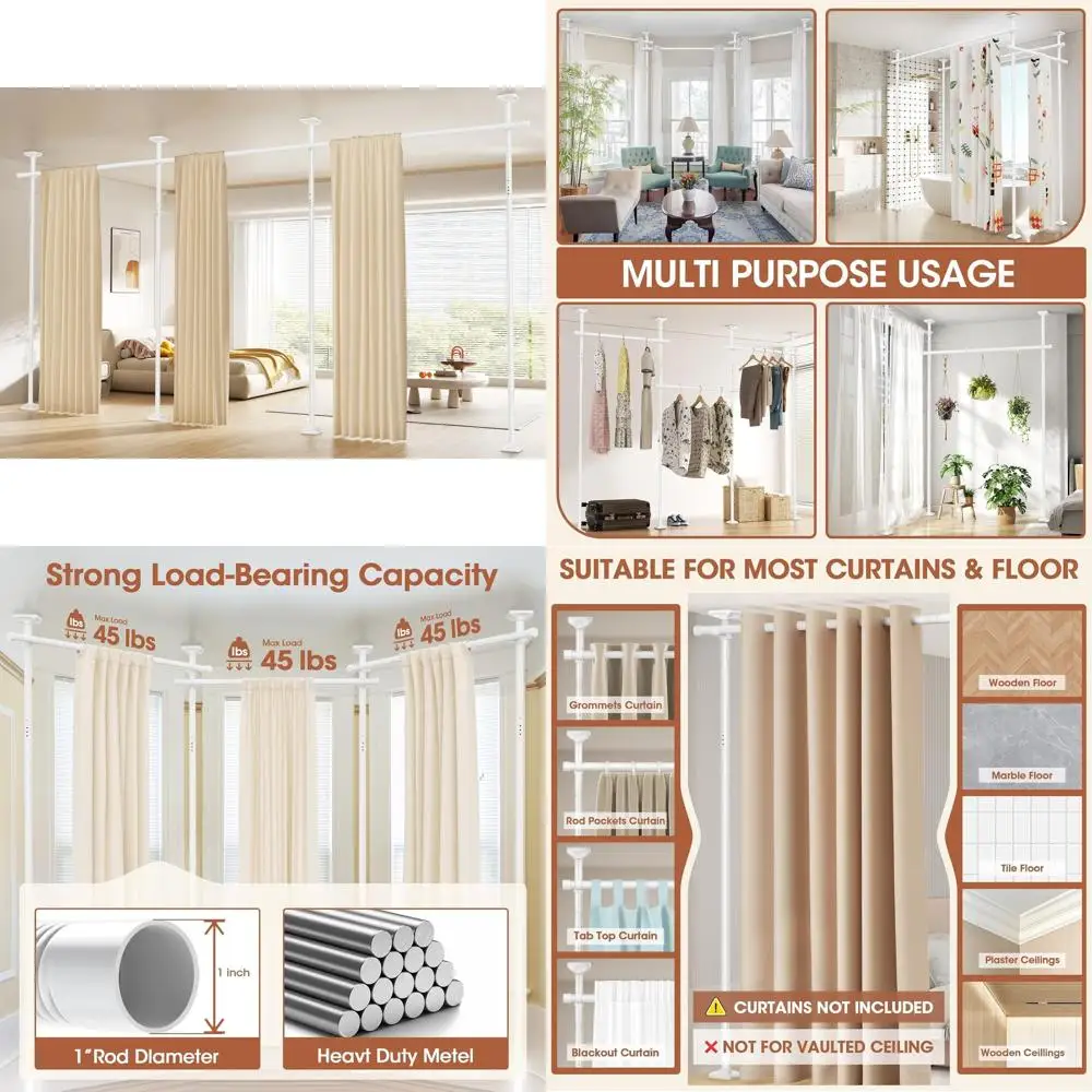 Adjustable Heavy-Duty Tension Curtain Rod for Room Divider, No Drilling Needed, 28-171 Inches Wide, 4-10 Feet High, White
Adjustable Heavy-Duty Tension Curtain Rod for Room Divider, No Drilling Needed, 28-171 Inches Wide, 4-10 Feet High, White