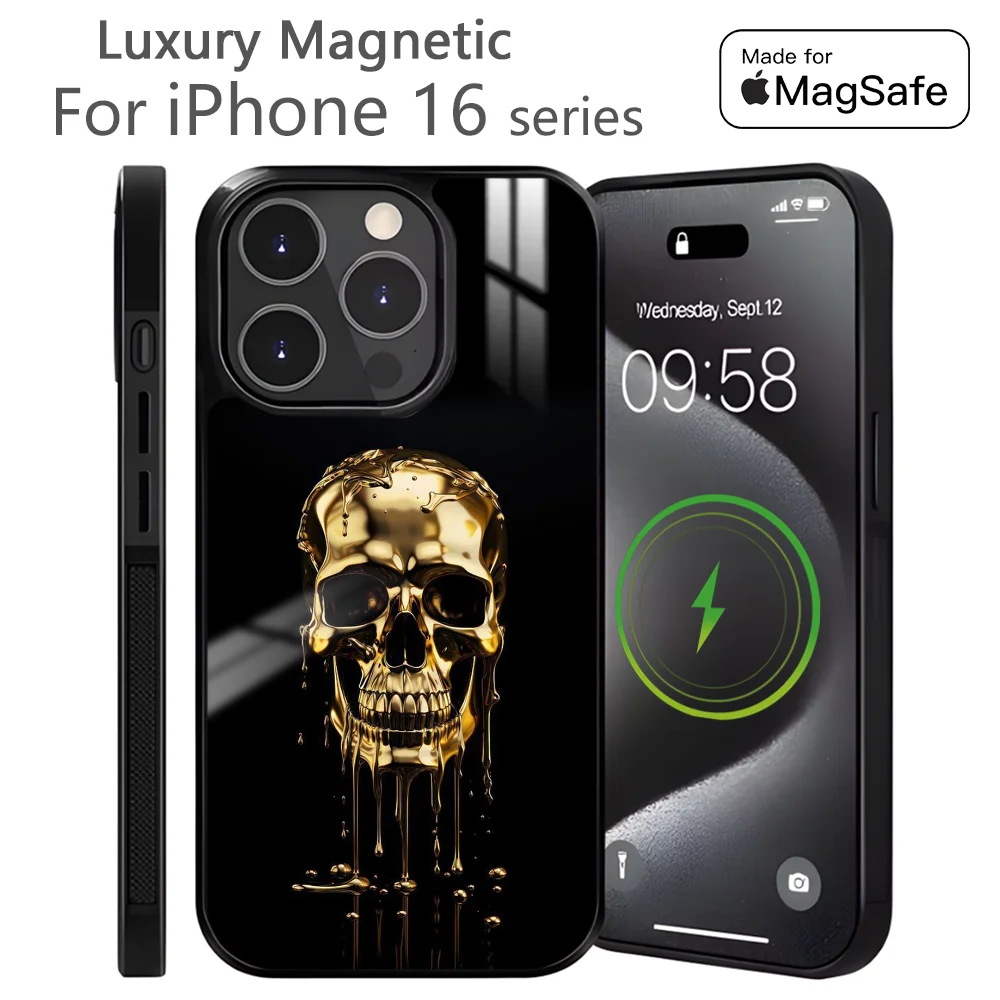 Luxury Golden skull Cool Phone Case For iPhone 16 15 14 13 12 11 Pro Max Plus Mini Magnetic Magsafe Wireless Charging Cover
Luxury Golden skull Cool Phone Case For iPhone 16 15 14 13 12 11 Pro Max Plus Mini Magnetic Magsafe Wireless Charging Cover