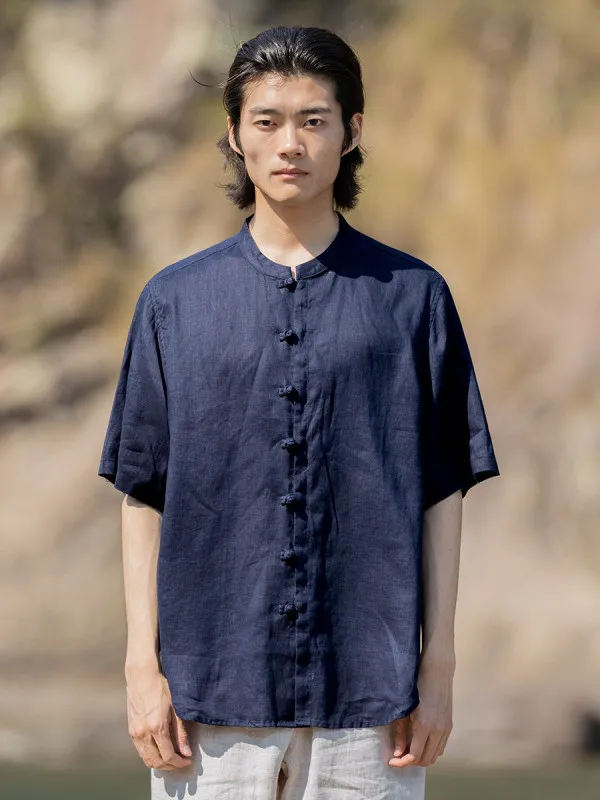 Мужская летняя рубашка-поло из тонкого чистого льна в стиле ретро, больших размеров, с воротником-стойкой, дышащая, повседневная, в китайском стиле
Мужская летняя рубашка-поло из тонкого чистого льна в стиле ретро, больших размеров, с воротником-стойкой, дышащая, повседневная, в китайском стиле