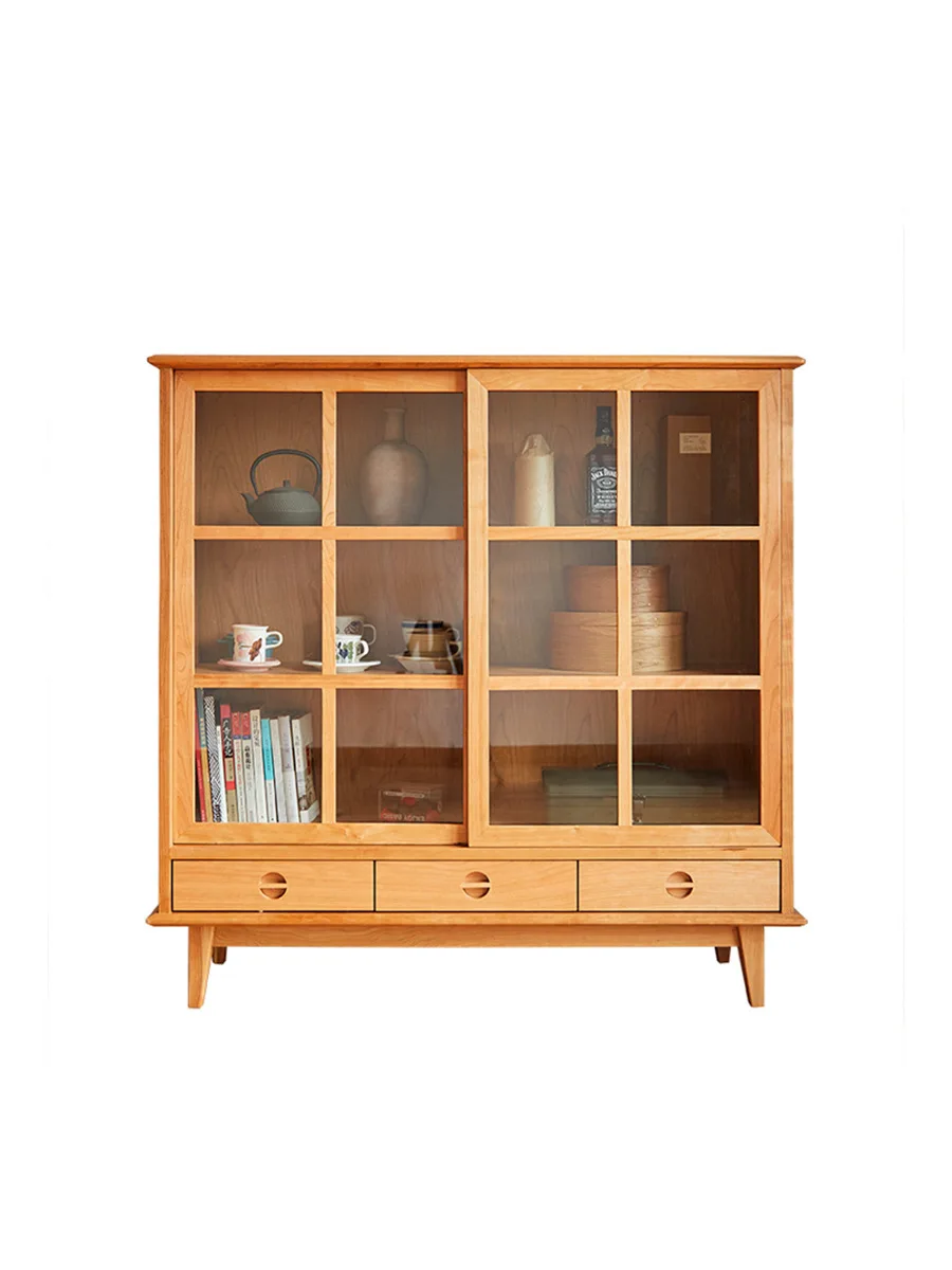 Nordic solid wood dining side cabinet medieval living room glass display cabinet
Nordic solid wood dining side cabinet medieval living room glass display cabinet