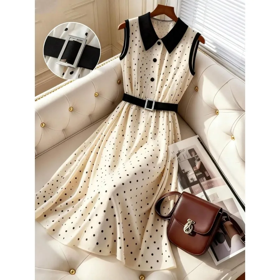 【New style】Lyxana Women's Polka Dot Pattern Contrast Color Lapel Design Waist Tie A-Line Elegant Everyday Vacation Commute Fash
【New style】Lyxana Women's Polka Dot Pattern Contrast Color Lapel Design Waist Tie A-Line Elegant Everyday Vacation Commute Fash