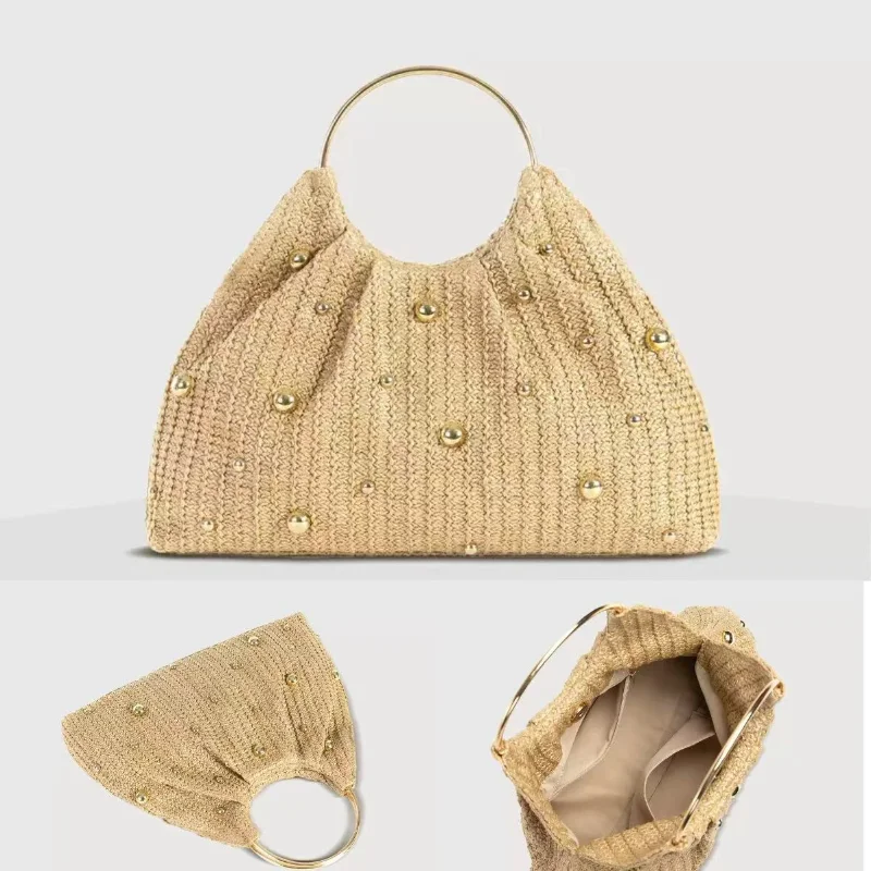 Beaded Straw Bag Fashionable High-end Creative Holiday Beach Braided Pleated Ring Handbag Versatile Ladies Commuter Shoulder Bag
Beaded Straw Bag Fashionable High-end Creative Holiday Beach Braided Pleated Ring Handbag Versatile Ladies Commuter Shoulder Bag