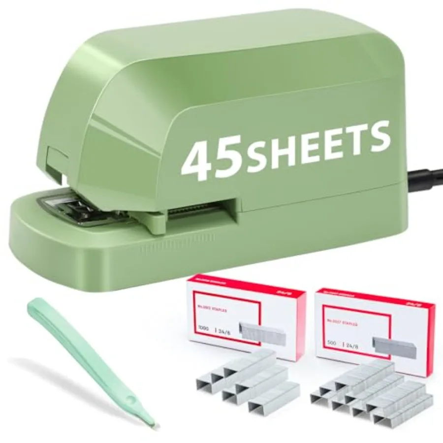 Electric Stapler for Desk Value Pack 45 Sheet Capacity Includes 1500 Staples and Staple Remover No-Jam Faster Stapling AC Adapt
Electric Stapler for Desk Value Pack 45 Sheet Capacity Includes 1500 Staples and Staple Remover No-Jam Faster Stapling AC Adapt