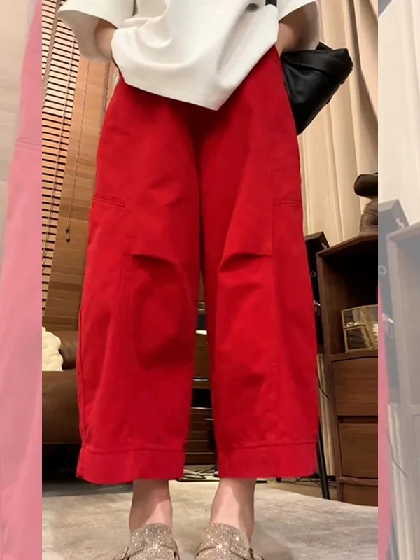 Red High Waist Straight Leg Nine-Tenths Casual Pants Women Summer New Small Size Loose Harem Pants Banana Scythe Pants
Red High Waist Straight Leg Nine-Tenths Casual Pants Women Summer New Small Size Loose Harem Pants Banana Scythe Pants