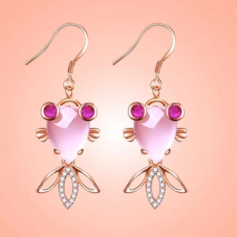 Natural Pink Chalcedony Hand Carved Goldfish Earrings Fashion Boutique Jewelry Women's Earrings Earrings 
Natural Pink Chalcedony Hand Carved Goldfish Earrings Fashion Boutique Jewelry Women's Earrings Earrings