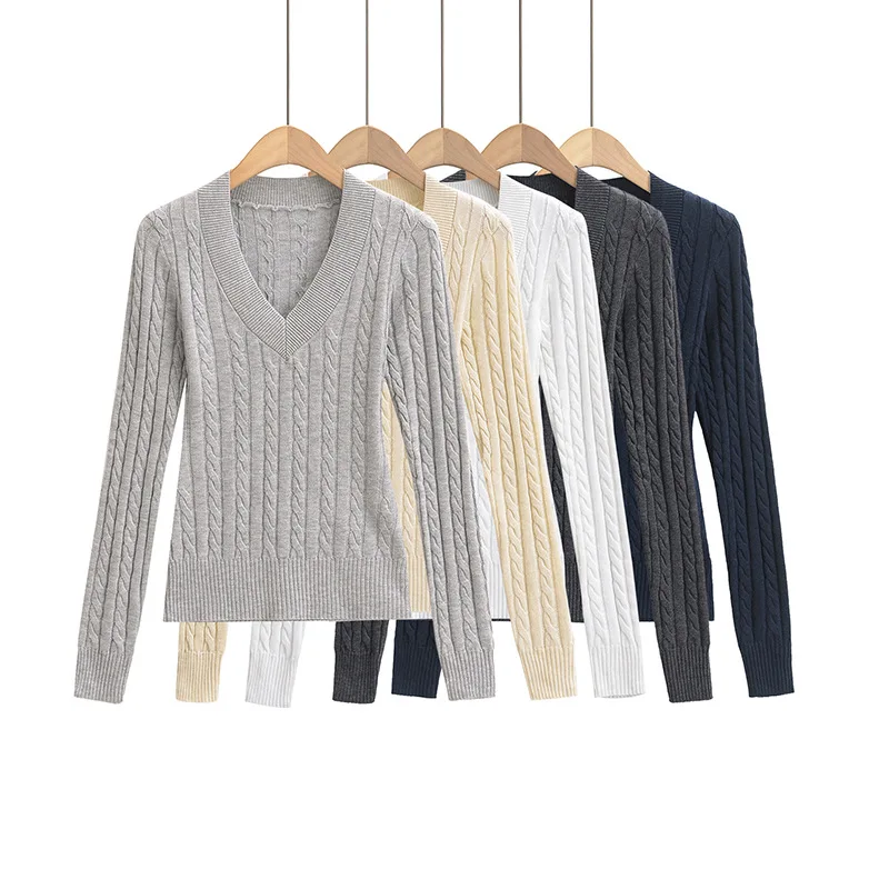 American retro V-neck twist sweater women's 2026 new college slim-fitting inner slim-fitting long-sleeved bottoming shirt
American retro V-neck twist sweater women's 2026 new college slim-fitting inner slim-fitting long-sleeved bottoming shirt