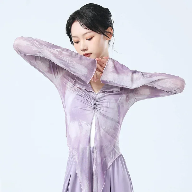 Classical dance practice clothes women's blouse mesh yarn adult sunscreen dance clothes practice body clothes top
Classical dance practice clothes women's blouse mesh yarn adult sunscreen dance clothes practice body clothes top