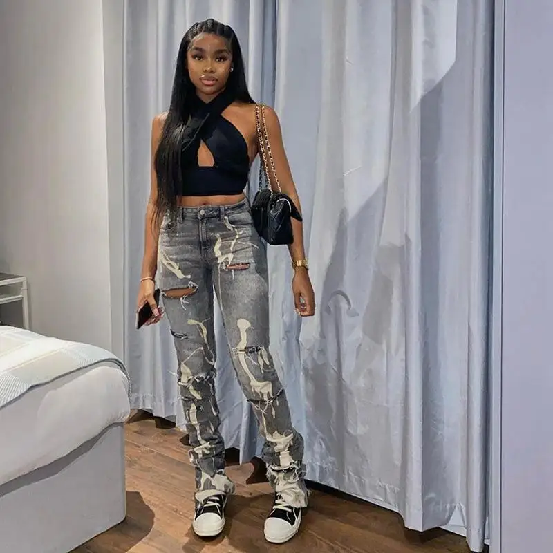 2024 New Streetwear INS Women Jeans Fashion Printed High Waist Slim Stretch Pants Ripped Denim Trousers Outfits
2024 New Streetwear INS Women Jeans Fashion Printed High Waist Slim Stretch Pants Ripped Denim Trousers Outfits