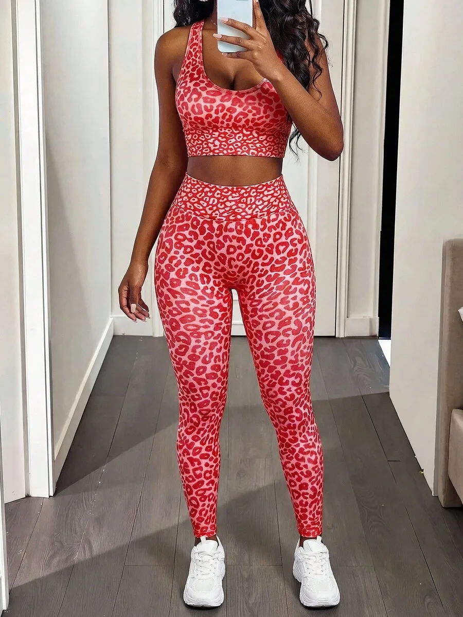 Red Leopard Print 2 Piece Workout Set Women Sports Bra And Leggings With Wrap Fit
Red Leopard Print 2 Piece Workout Set Women Sports Bra And Leggings With Wrap Fit