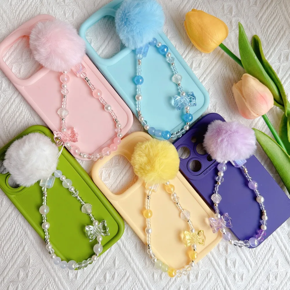 Hair Ball Beaded Phone Straps Sweet Girl Hanging Cord Mobile Phone Chain Charms Wrist Strap Cellphone Pendant Girls Women
Hair Ball Beaded Phone Straps Sweet Girl Hanging Cord Mobile Phone Chain Charms Wrist Strap Cellphone Pendant Girls Women