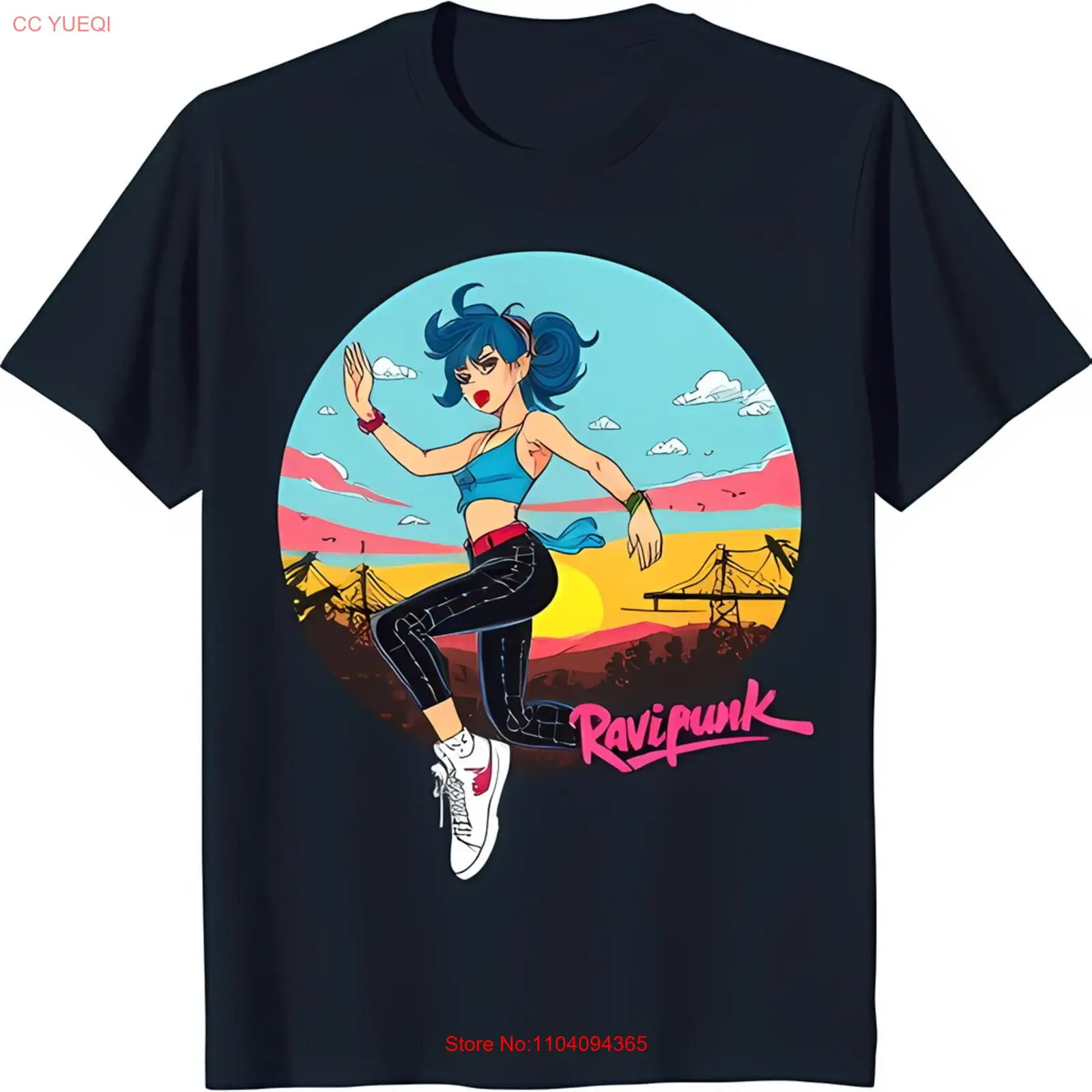 Футболка с рисунком Ravipunk, жирный синий волосы, женский персонаж, бегущий закат
Футболка с рисунком Ravipunk, жирный синий волосы, женский персонаж, бегущий закат