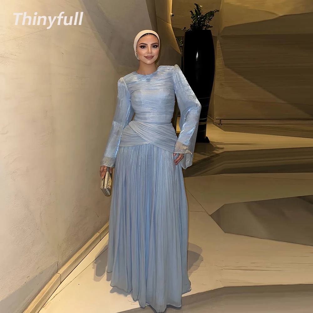 Thinyfull A-line Glitter Satin Prom Dresses O-neck Full Sleeves Muslim Evening Gown 2026 Formal Dress robes de soirée Customized
Thinyfull A-line Glitter Satin Prom Dresses O-neck Full Sleeves Muslim Evening Gown 2026 Formal Dress robes de soirée Customized
