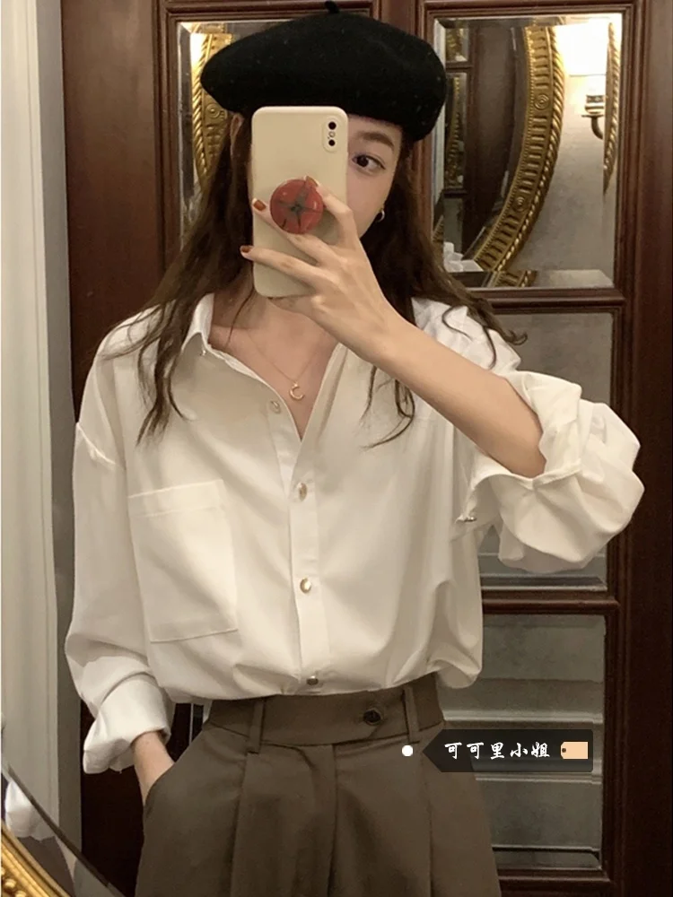 Women's Collar White irt Loose Long Sve Mid-Length Casual Top Vintage HongKong Sle Spring New 2026 Versatile
Women's Collar White irt Loose Long Sve Mid-Length Casual Top Vintage HongKong Sle Spring New 2026 Versatile