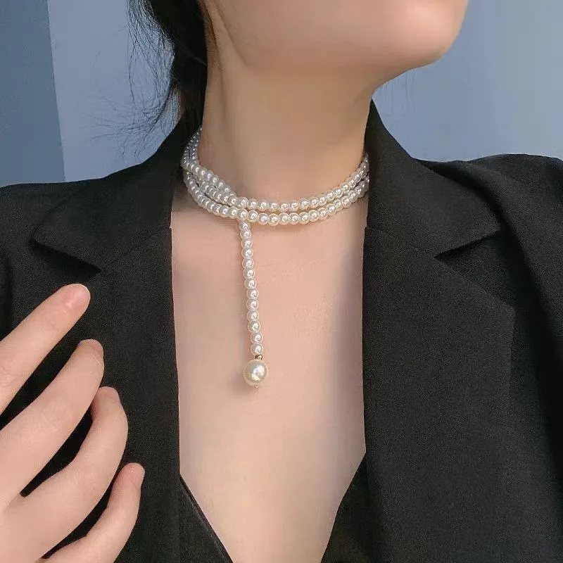New Strong Light Round Imitation Pearl Necklace High Sense Various Internet Celebrity Long Stacked Women's Handmade Beaded Sweat
New Strong Light Round Imitation Pearl Necklace High Sense Various Internet Celebrity Long Stacked Women's Handmade Beaded Sweat
