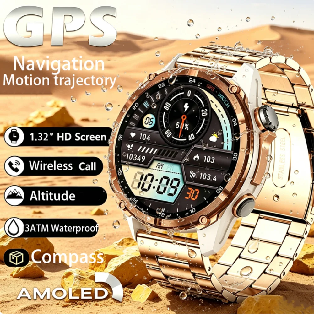 New GPS Smart Watch Compass Sports Mode 3ATM Waterproof Health Monitoring Women's Health 1.32 Inch AMOLED Screen Men Smart Watch
New GPS Smart Watch Compass Sports Mode 3ATM Waterproof Health Monitoring Women's Health 1.32 Inch AMOLED Screen Men Smart Watch
