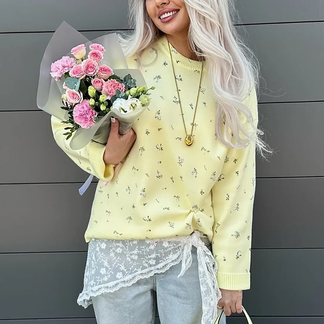 Women Pullovers Knitted O Neck Jumpers Print Sweater Long Sleeve Spliced Lace Loose Fit Autumn Sweaters 2025 Slight Strech
Women Pullovers Knitted O Neck Jumpers Print Sweater Long Sleeve Spliced Lace Loose Fit Autumn Sweaters 2025 Slight Strech