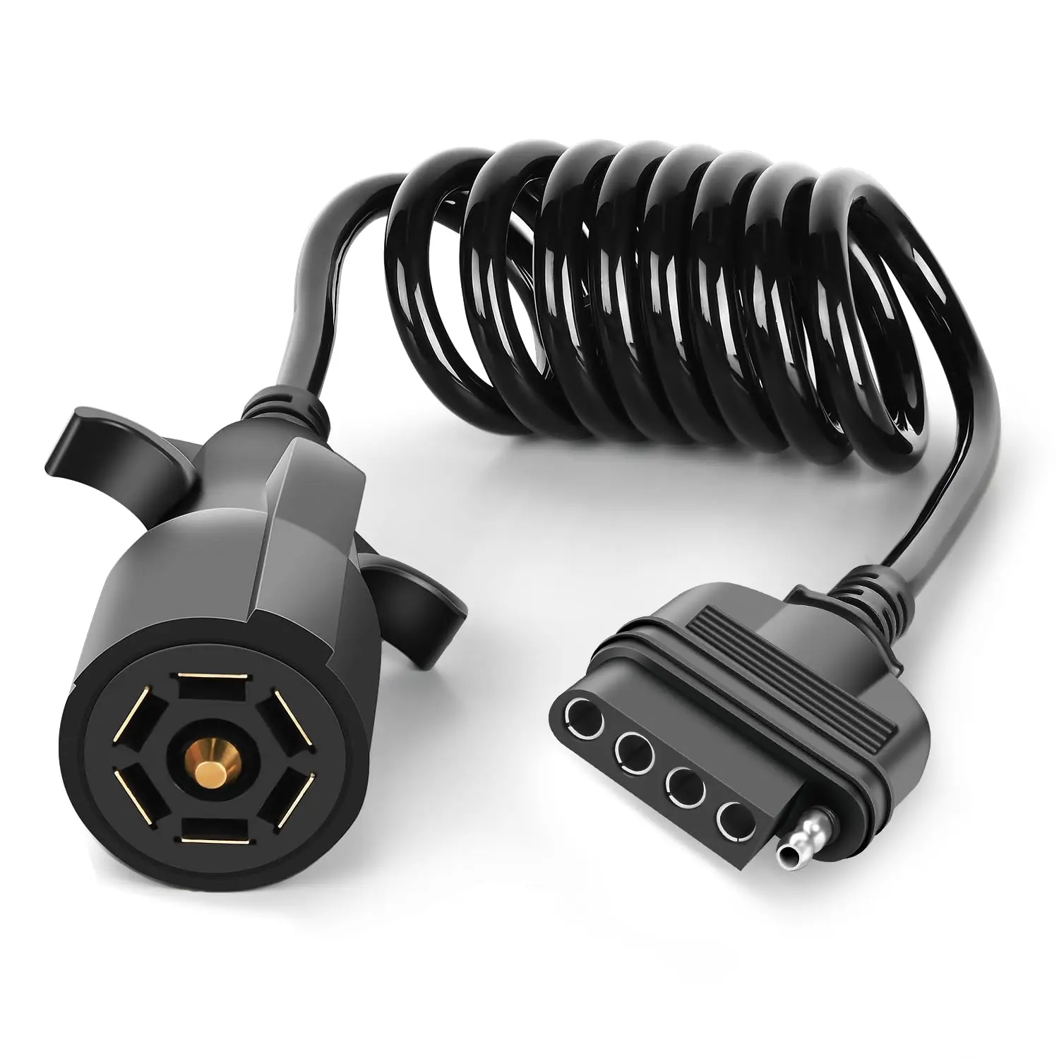 Nilight 7-Way to 5-Way Coiled Trailer Wiring Harness, 5FT Heavy-Duty 7-Pin Round to 5-Pin Flat Trailer Adapter Cable with Reverse Light Wire for Trailer, RV, Boat & Truck
Nilight 7-Way to 5-Way Coiled Trailer Wiring Harness, 5FT Heavy-Duty 7-Pin Round to 5-Pin Flat Trailer Adapter Cable with Reverse Light Wire for Trailer, RV, Boat & Truck