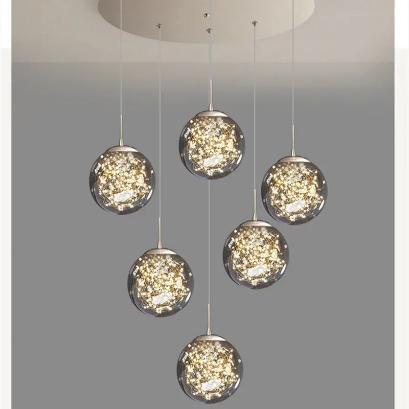 Modern spiral staircase lighting chandelier long chandelier living room villa kitchen loft glass ball LED string chandelier
Modern spiral staircase lighting chandelier long chandelier living room villa kitchen loft glass ball LED string chandelier