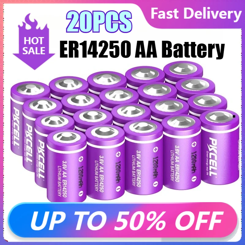 20PCS ER14250 3.6V Lithium Battery 14250 1/2AA Battery LiSOCl2 Batteries 1200mAh for Heat Meter Insulin Pump
20PCS ER14250 3.6V Lithium Battery 14250 1/2AA Battery LiSOCl2 Batteries 1200mAh for Heat Meter Insulin Pump
