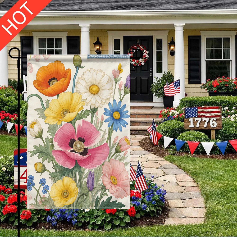 Floral Garden Flag Double Sided Print No Pole Included, Spring Wildflower Poppy Daisy Yard Outdoor Decor
Floral Garden Flag Double Sided Print No Pole Included, Spring Wildflower Poppy Daisy Yard Outdoor Decor