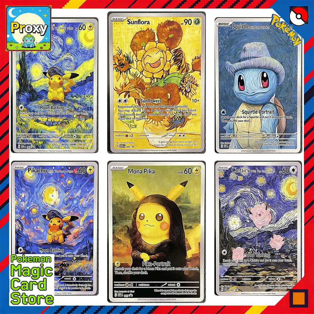 Коллекционные карточки Pokemon: Серия «Музей» — «Звездная ночь» Ван Гога, Sunflora, Mona, Pikachu, Squirtle, Blastoise (PKM, PTCG)
Коллекционные карточки Pokemon: Серия «Музей» — «Звездная ночь» Ван Гога, Sunflora, Mona, Pikachu, Squirtle, Blastoise (PKM, PTCG)