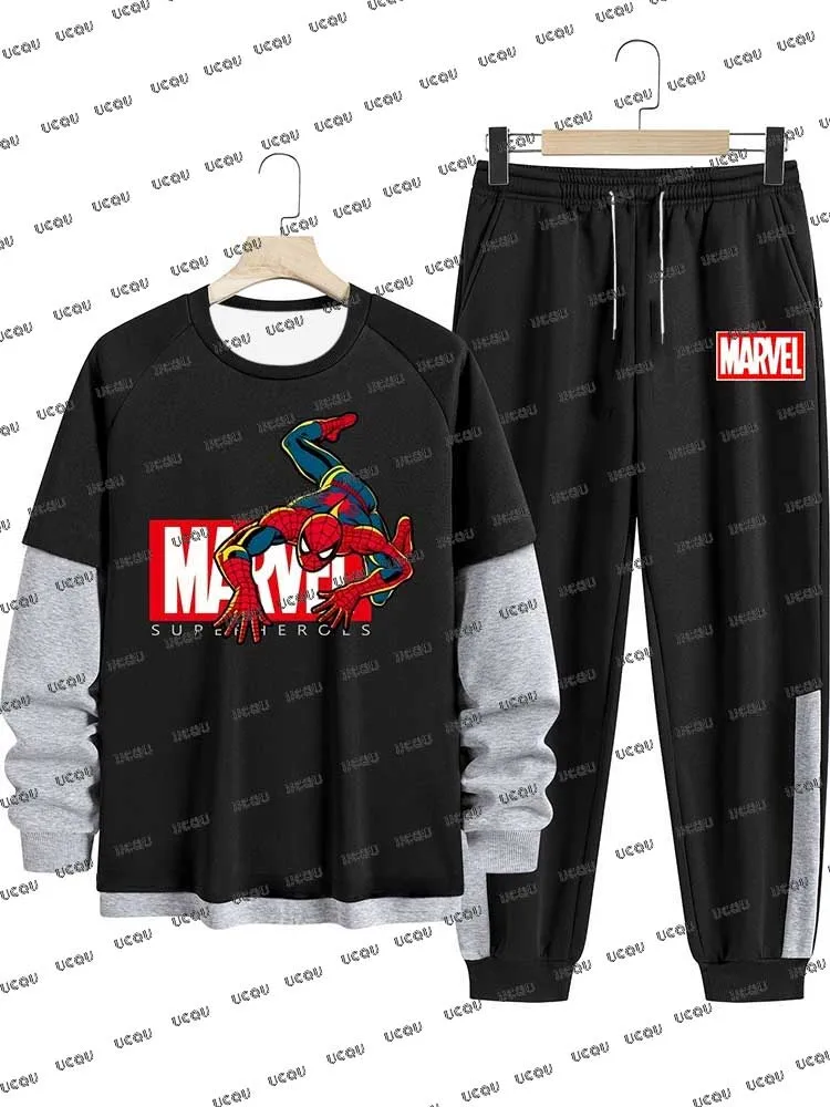 Новые толстовки с капюшоном Marvel «Человек-паук», спортивный костюм с круглым вырезом, комплекты из двух предметов, толстовка с капюшоном + брюки, повседневный костюм, уличная одежда, мужская одежда из 2 предметов
Новые толстовки с капюшоном Marvel «Человек-паук», спортивный костюм с круглым вырезом, комплекты из двух предметов, толстовка с капюшоном + брюки, повседневный костюм, уличная одежда, мужская одежда из 2 предметов