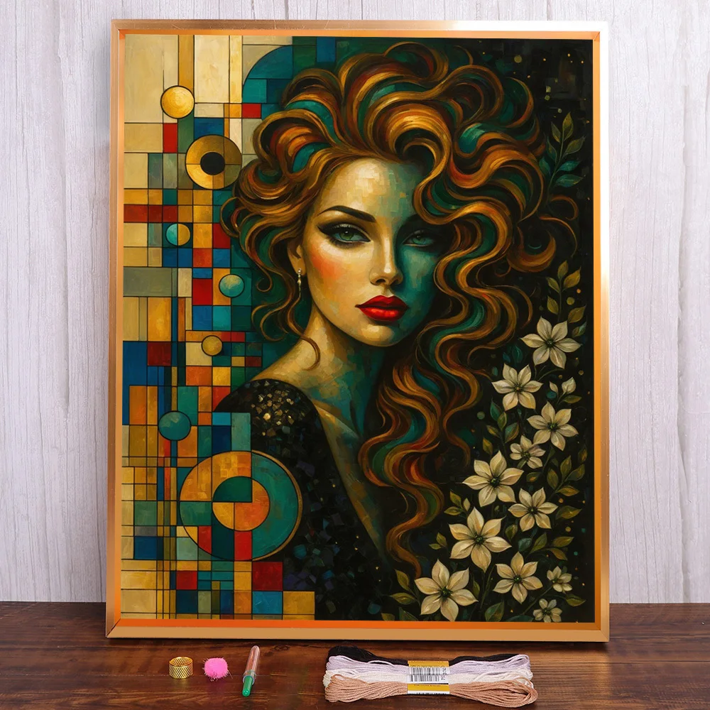 Portrait Women Flower Printed Fabric Cross Stitch Embroidery Kit Sewing Handicraft Painting Craft Counted Room Decor Different
Portrait Women Flower Printed Fabric Cross Stitch Embroidery Kit Sewing Handicraft Painting Craft Counted Room Decor Different