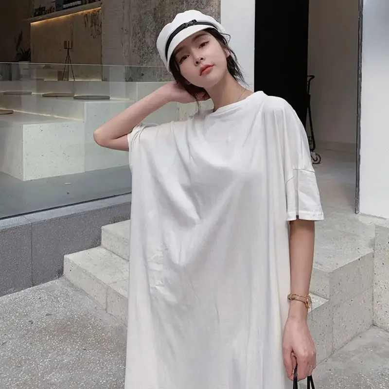 Trend Solid Color Loose T Shirt Dress New Short Sleeve Simplicity All-match Casual Dresses Vintage Korean Women Clothing E7705
Trend Solid Color Loose T Shirt Dress New Short Sleeve Simplicity All-match Casual Dresses Vintage Korean Women Clothing E7705