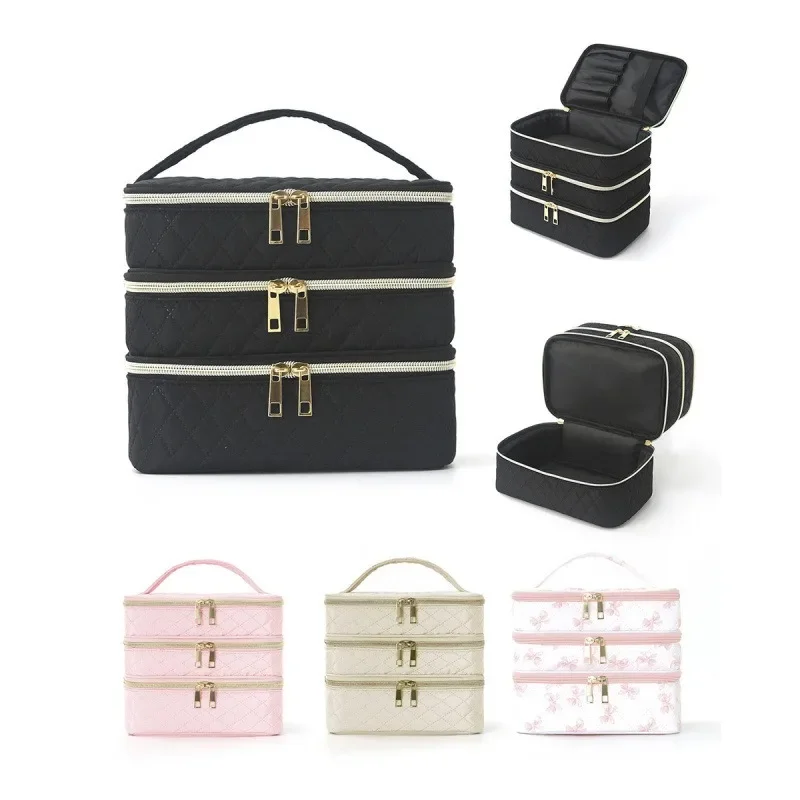 High end, simple and versatile three-layer makeup bag, large capacity diamond grid toiletry bag, portable travel makeup storage
High end, simple and versatile three-layer makeup bag, large capacity diamond grid toiletry bag, portable travel makeup storage
