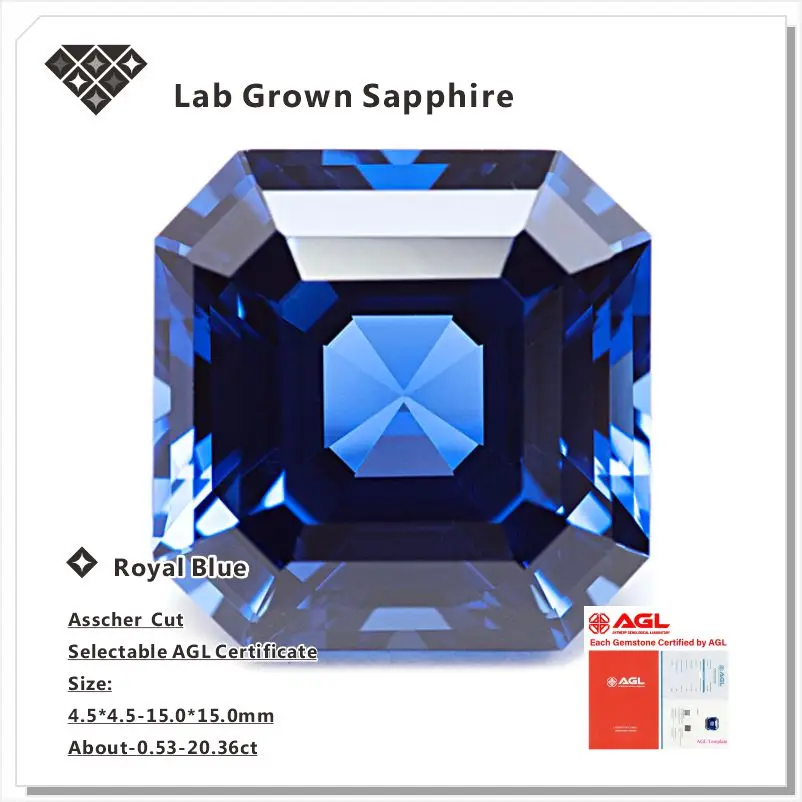 Lab Grown Sapphire Royal Blue Color Asscher Cut AAA+Clarity Gems For Jewelry Setting&Custom Design Selectable AGL Certificate
Lab Grown Sapphire Royal Blue Color Asscher Cut AAA+Clarity Gems For Jewelry Setting&Custom Design Selectable AGL Certificate