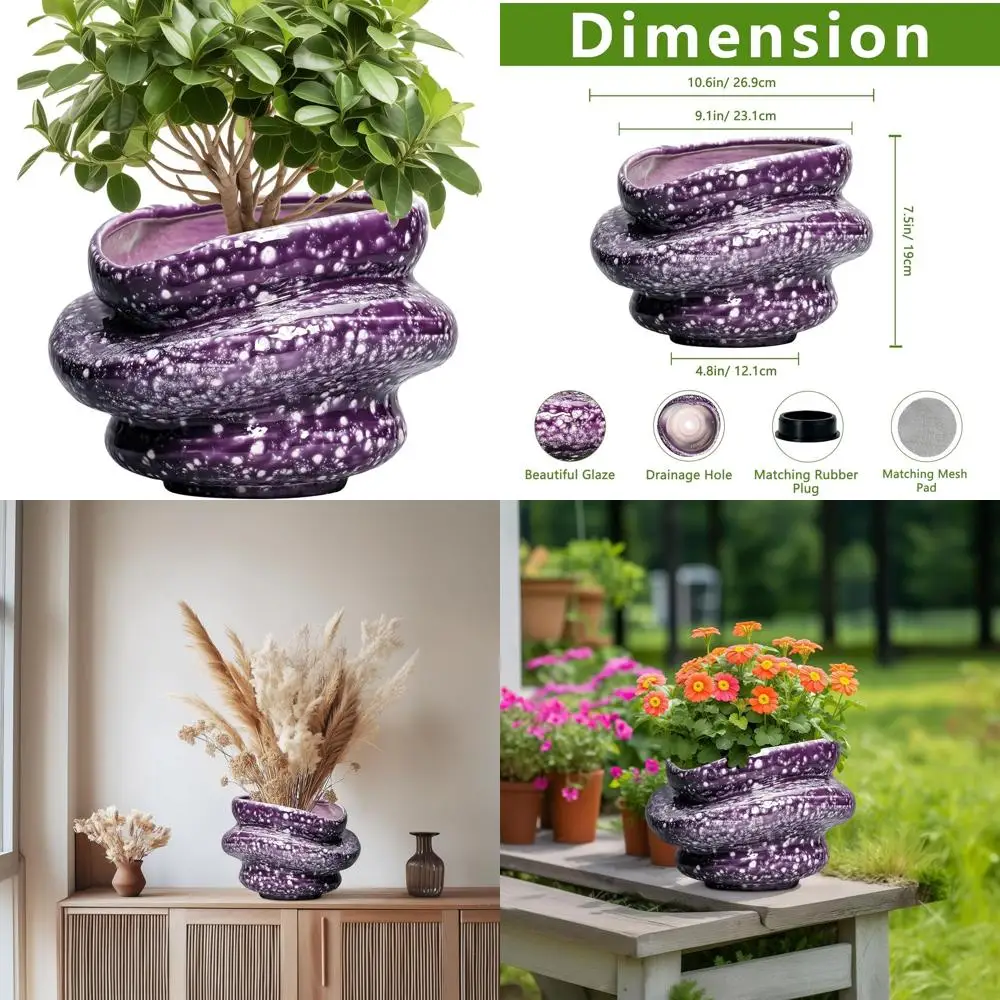10.6 Purple Ceramic Plant Pot with Drainage for Indoor/Outdoor Use, Unique Decorative Planter, Ideal Housewarming Gift
10.6 Purple Ceramic Plant Pot with Drainage for Indoor/Outdoor Use, Unique Decorative Planter, Ideal Housewarming Gift