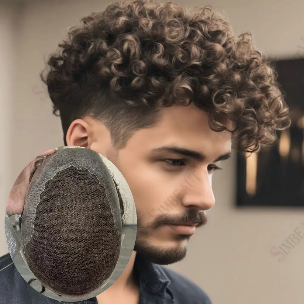 Men's 18MM Curly Toupee Male Hair Replacement System Grey Black Human Hair Undetectable Q6Swiss Lace Front&PU Prosthesis for Men
Men's 18MM Curly Toupee Male Hair Replacement System Grey Black Human Hair Undetectable Q6Swiss Lace Front&PU Prosthesis for Men