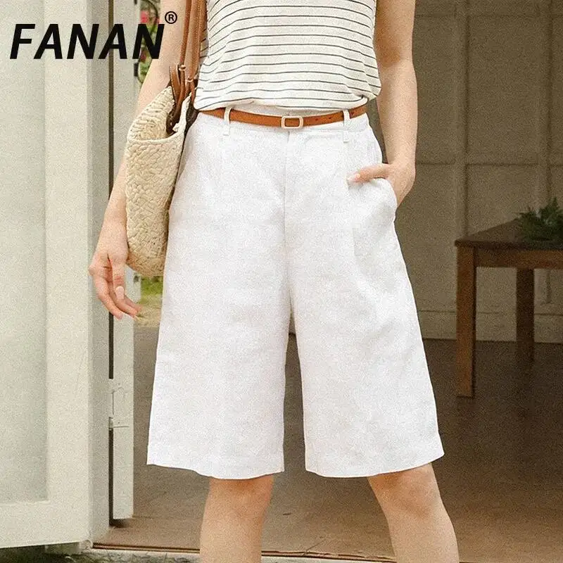 FANAN 100% Linen Mid-length Pants Womenn's High-waisted Loose Casual Shorts Office Lady Style Loose Straight-leg Pant Summer New
FANAN 100% Linen Mid-length Pants Womenn's High-waisted Loose Casual Shorts Office Lady Style Loose Straight-leg Pant Summer New